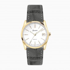 Accurist Ladies Gold Plated Grey Strap Watch