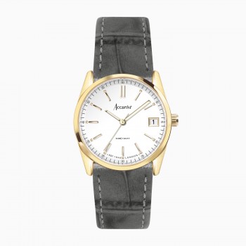 Accurist Ladies Gold Plated Grey Strap Watch