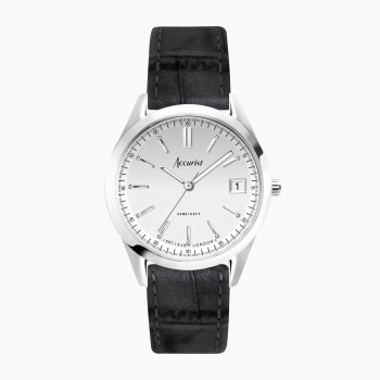 Accurist Everyday Silver Dial Black Strap Watch