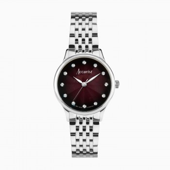 Accurist Dress Diamond Burgundy Ladies Bracelet Watch