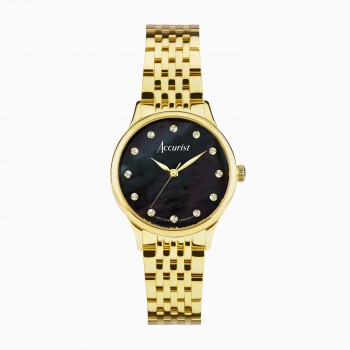 Accurist Dress Diamond Ladies Black Pearl Bracelet Watch