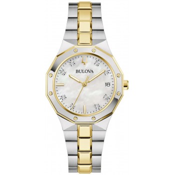 Bulova Two Tone Prestige Ladies Diamond Bracelet Watch