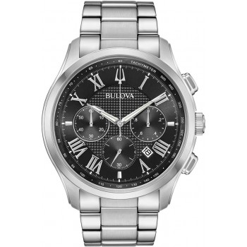 Bulova Gents Black Chronograph Bracelet Watch