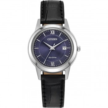 Citizen Eco-Drive Ladies Blue Dial Black Strap Watch