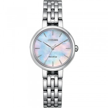Citizen Eco-Drive Ladies Mother Pearl Silhouette Bracelet Watch
