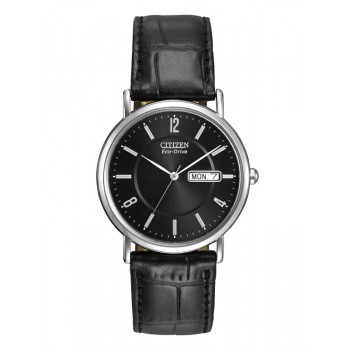 Citizen Eco-Drive Black Gents Leather Strap Watch
